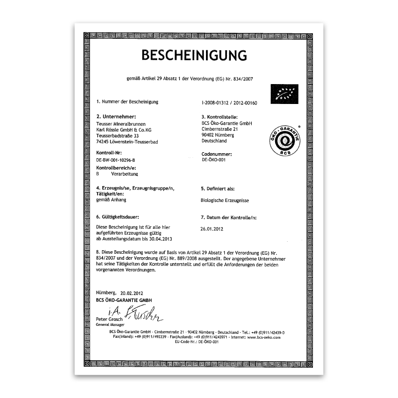 Bio-Zertifikat 2012